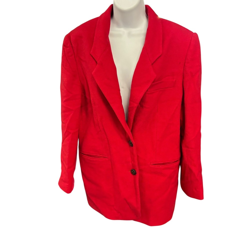 Hunt Club Merino‎ Wool Blazer Classic Business Career Jacket Red Size 10**
